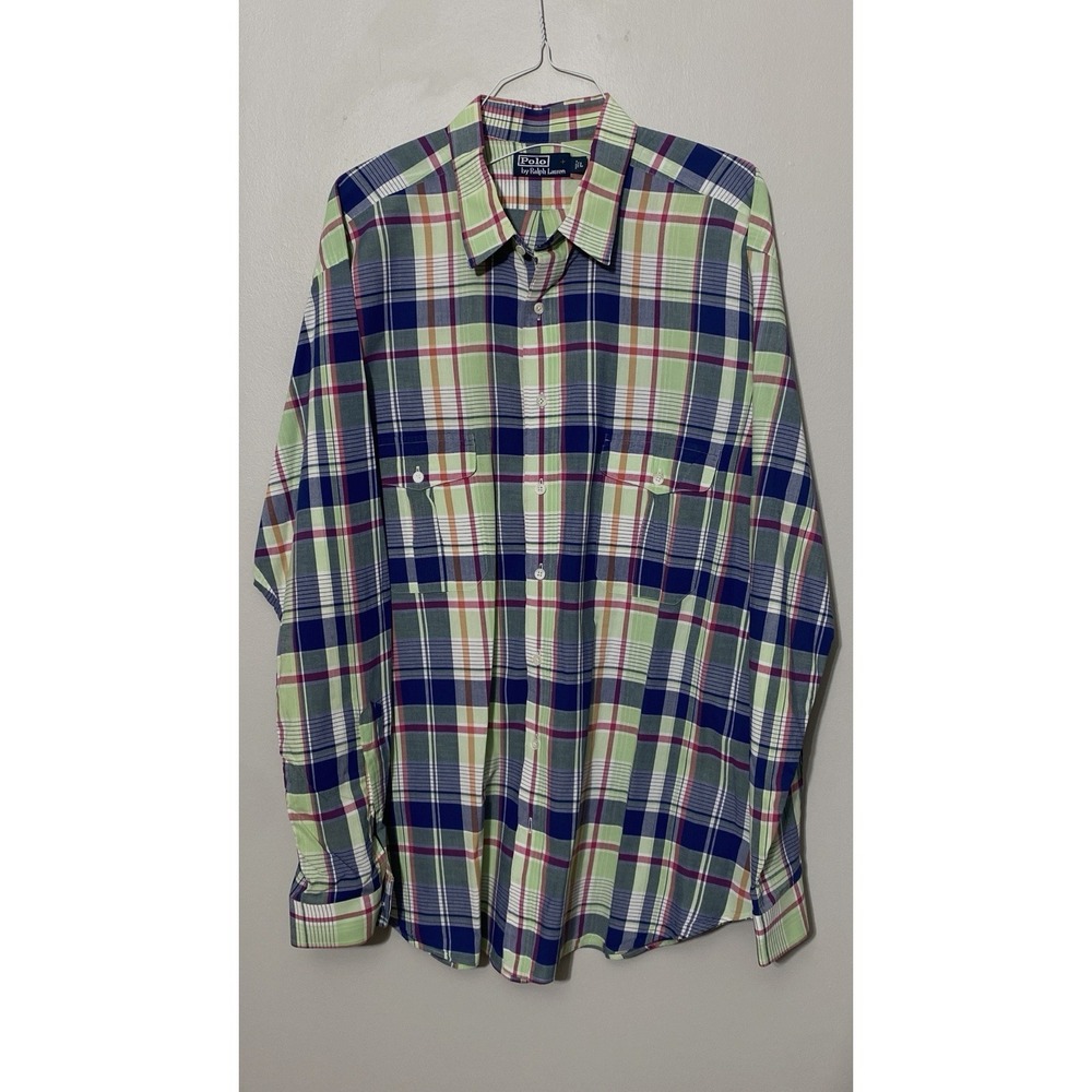Polo Ralph Lauren‎ Shirt Mens Large Multicolor Plaid Long Sleeve Button Down
